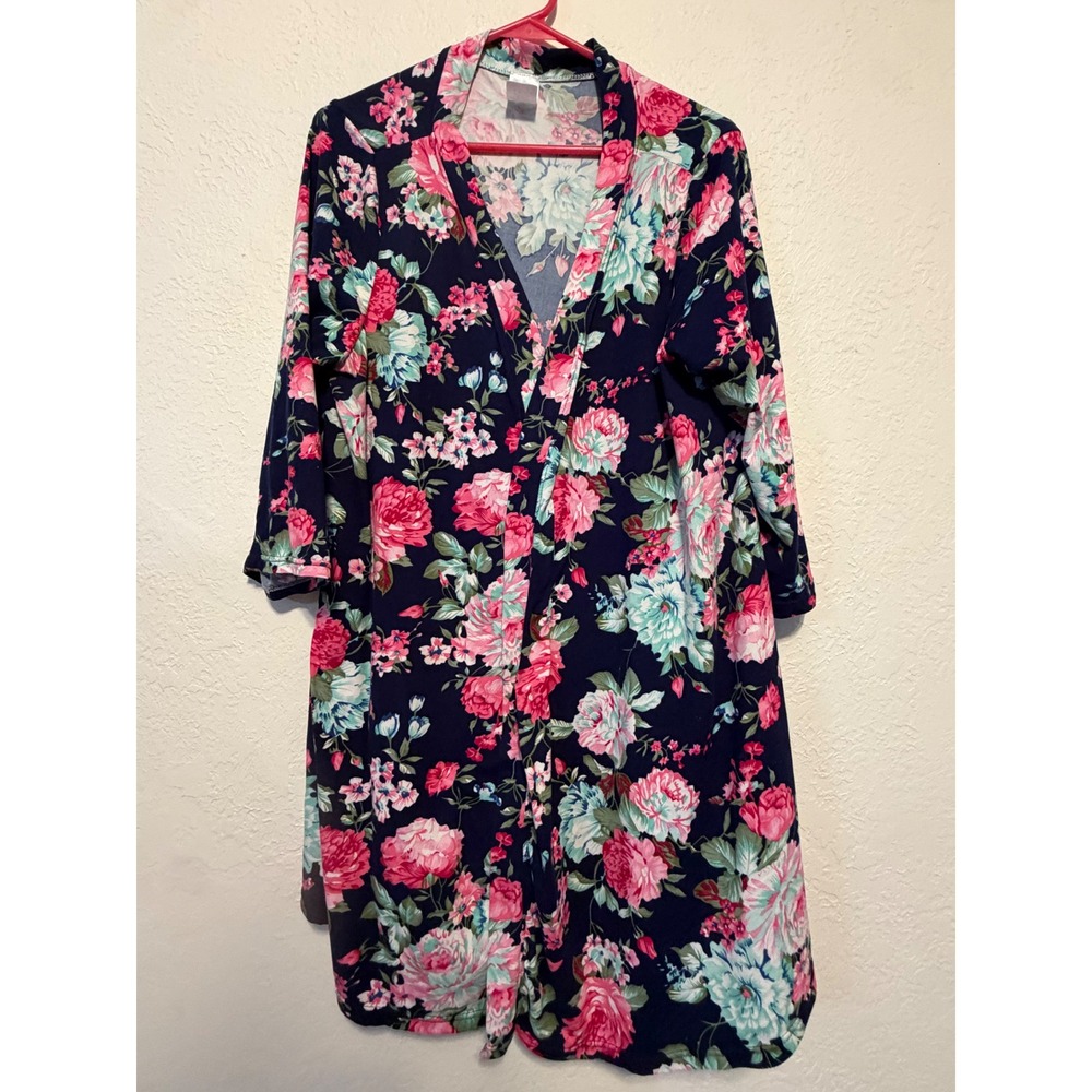 Posh Peanut Floral Cardigan Robe Navy Pink Peony Print XXL Women Kids Boutique